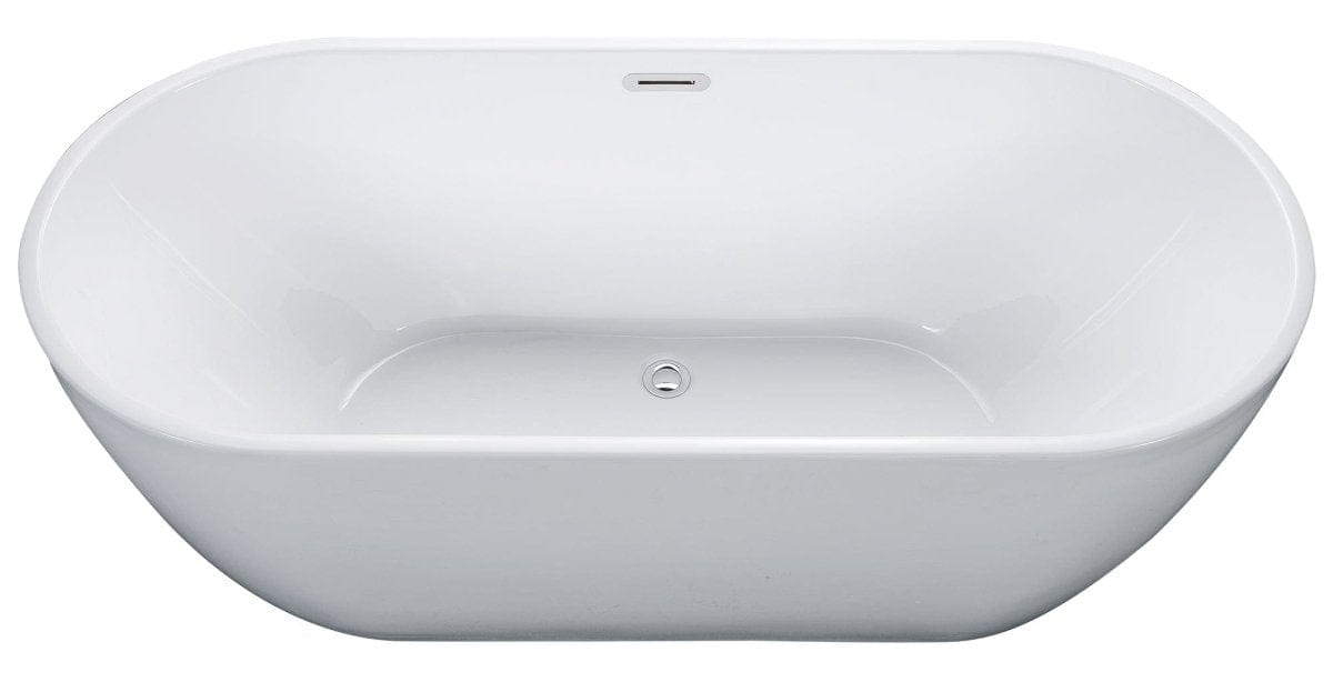 ALFI BRAND AB8839 67 INCH WHITE OVAL ACRYLIC FREE STANDING SOAKING BATHTUB - Oasis Bathtubs