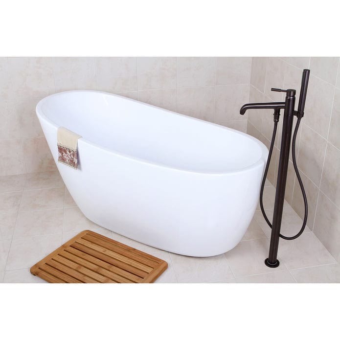 AQUA EDEN 59-INCH ACRYLIC SINGLE SLIPPER FREESTANDING TUB COMBO WITH FAUCET AND DRAIN - Oasis Bathtubs