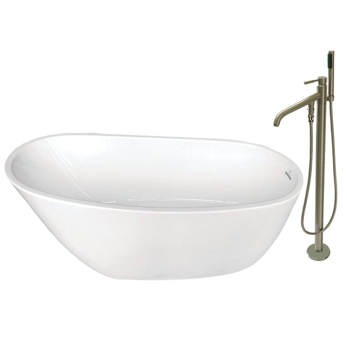 AQUA EDEN 59-INCH ACRYLIC SINGLE SLIPPER FREESTANDING TUB COMBO WITH FAUCET AND DRAIN - Oasis Bathtubs