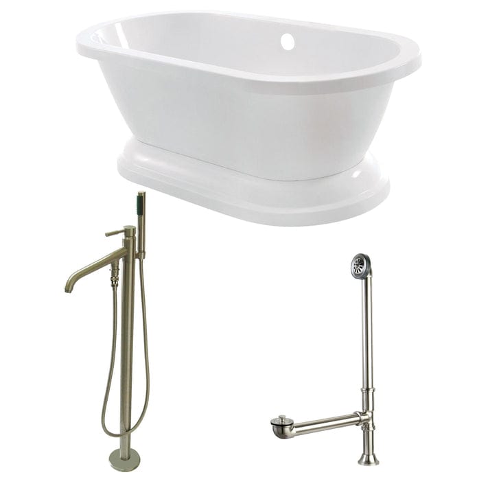 AQUA EDEN 67-INCH ACRYLIC DOUBLE ENDED PEDESTAL TUB COMBO WITH FAUCET AND SUPPLY LINES - Oasis Bathtubs