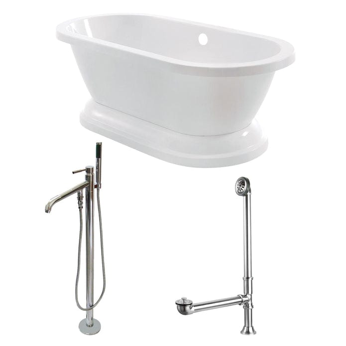 AQUA EDEN 67-INCH ACRYLIC DOUBLE ENDED PEDESTAL TUB COMBO WITH FAUCET AND SUPPLY LINES - Oasis Bathtubs