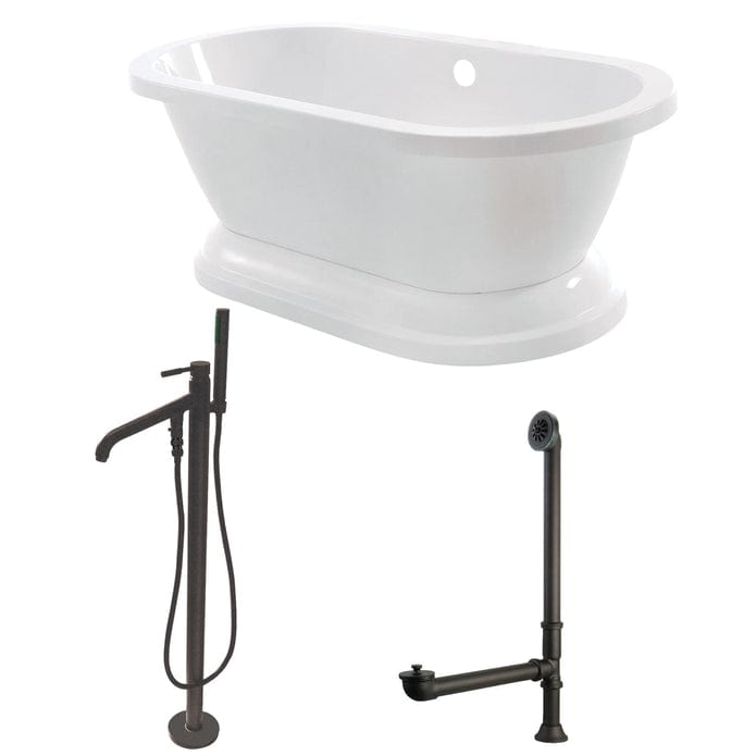 AQUA EDEN 67-INCH ACRYLIC DOUBLE ENDED PEDESTAL TUB COMBO WITH FAUCET AND SUPPLY LINES - Oasis Bathtubs