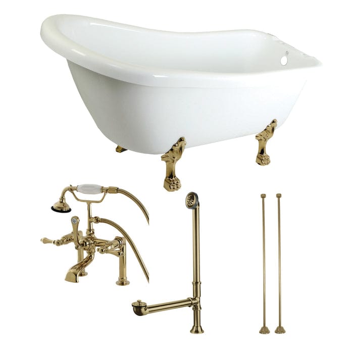 AQUA EDEN 67-INCH ACRYLIC SINGLE SLIPPER CLAWFOOT TUB COMBO WITH FAUCET AND SUPPLY LINES - Oasis Bathtubs