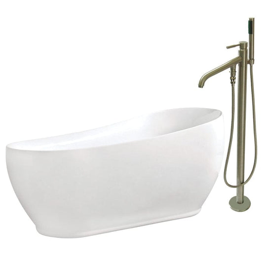 AQUA EDEN 71-INCH ACRYLIC SINGLE SLIPPER FREESTANDING TUB COMBO WITH FAUCET AND DRAIN - Oasis Bathtubs