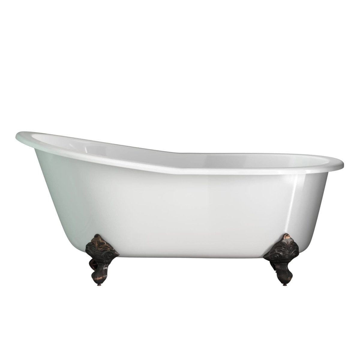 CAST IRON SLIPPER CLAWFOOT TUB - NO FAUCET DRILLINGS - Oasis Bathtubs