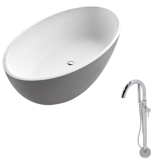 CESTINO 5.5 FT. SOLID SURFACE CLASSIC SOAKING BATHTUB AND KROS FAUCET - Oasis Bathtubs