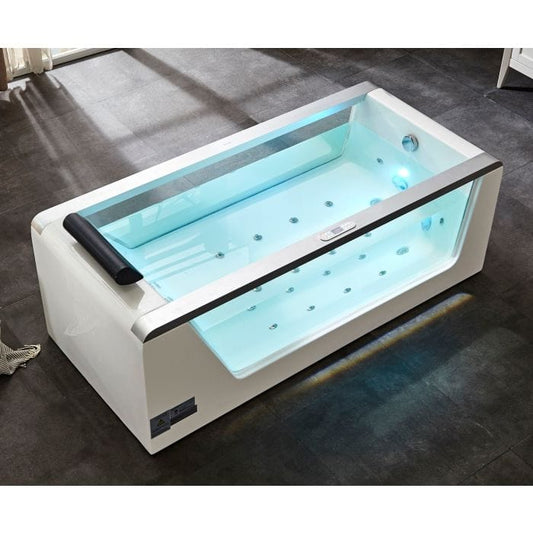 EAGO AM152ETL-6 6 FT CLEAR RECTANGULAR ACRYLIC WHIRLPOOL BATHTUB - Oasis Bathtubs