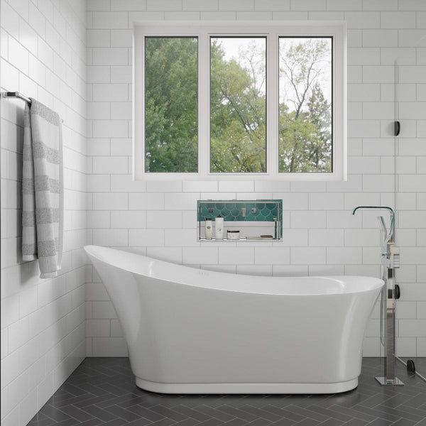 EAGO AM2140 68 WHITE FREE STANDING OVAL AIR BUBBLE BATHTUB - Oasis Bathtubs