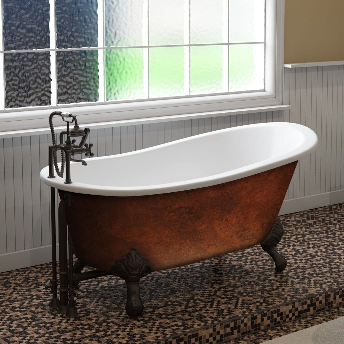 FAUX COPPER BRONZE CAST IRON CLAWFOOT BATHTUB - NO FAUCET DRILLINGS - Oasis Bathtubs