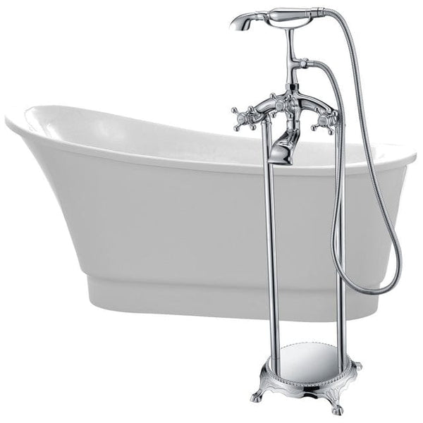 PRIMA 67 IN. ACRYLIC FLATBOTTOM NON-WHIRLPOOL BATHTUB WITH TUGELA FAUCET - Oasis Bathtubs